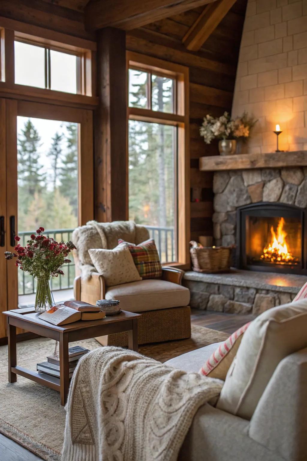 Create warmth and comfort with a cozy fireplace.