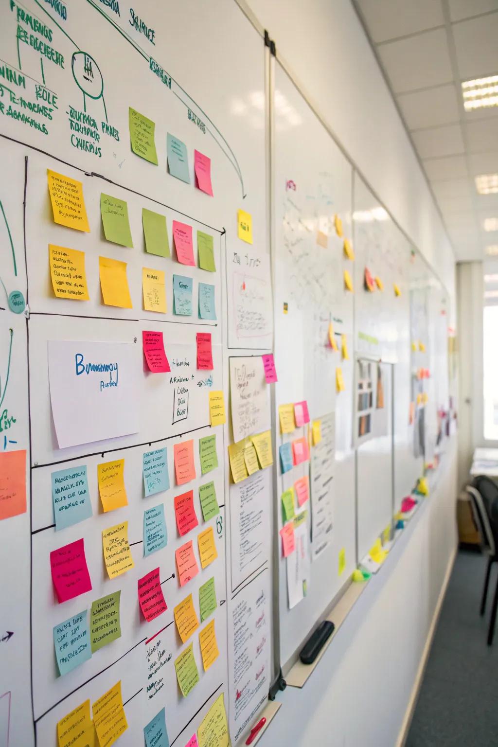 A wall of ideas to visualize and strategize your projects.