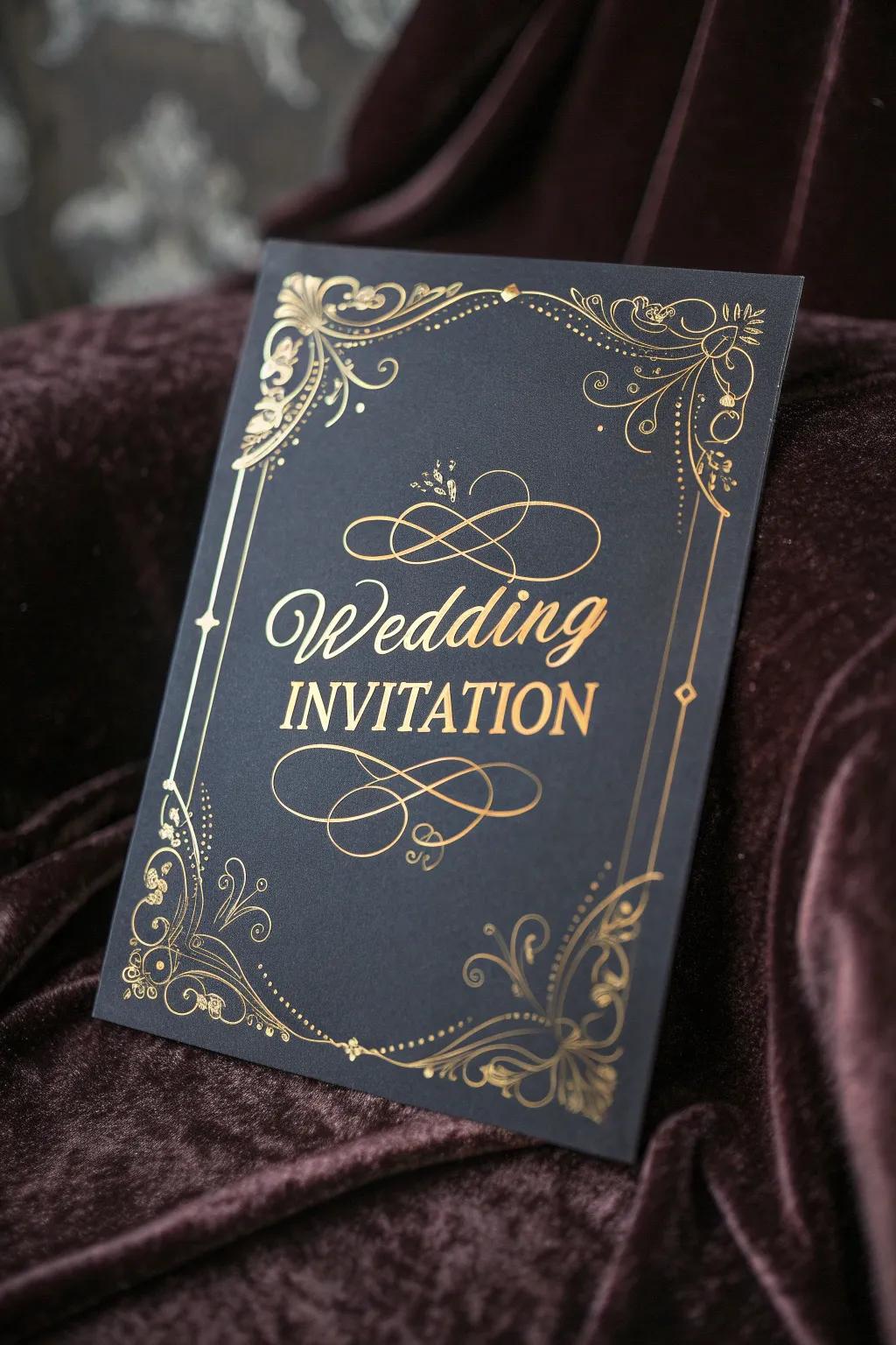 Sophisticated wedding invitation featuring elegant calligraphy.