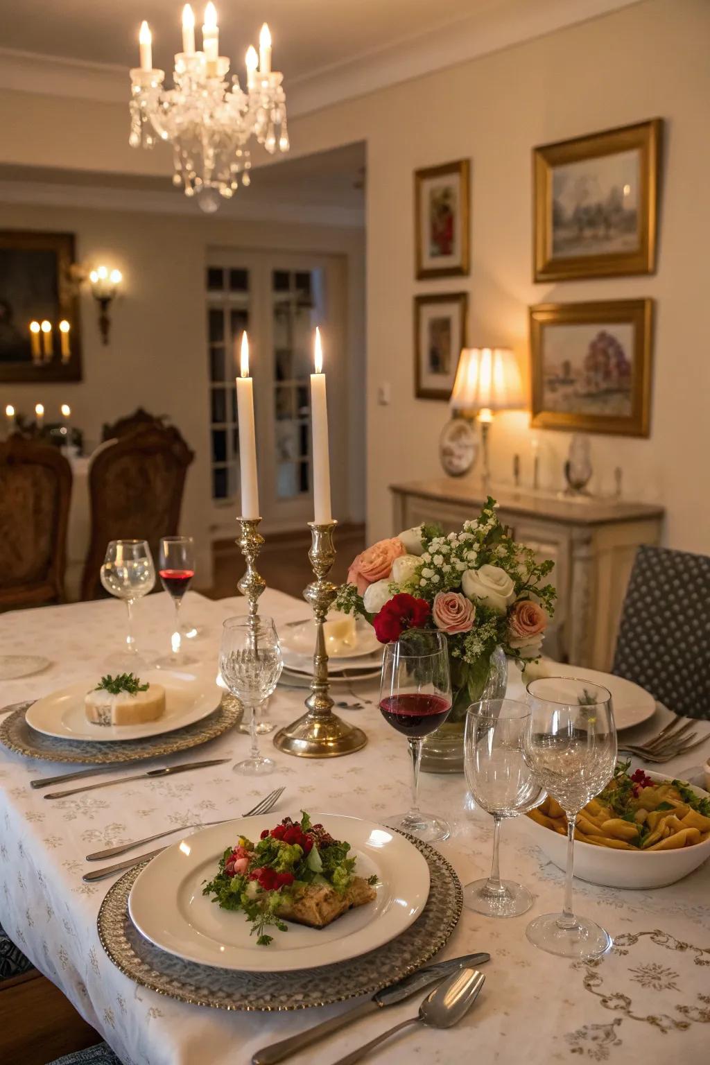 An intimate dinner setting for a special anniversary.