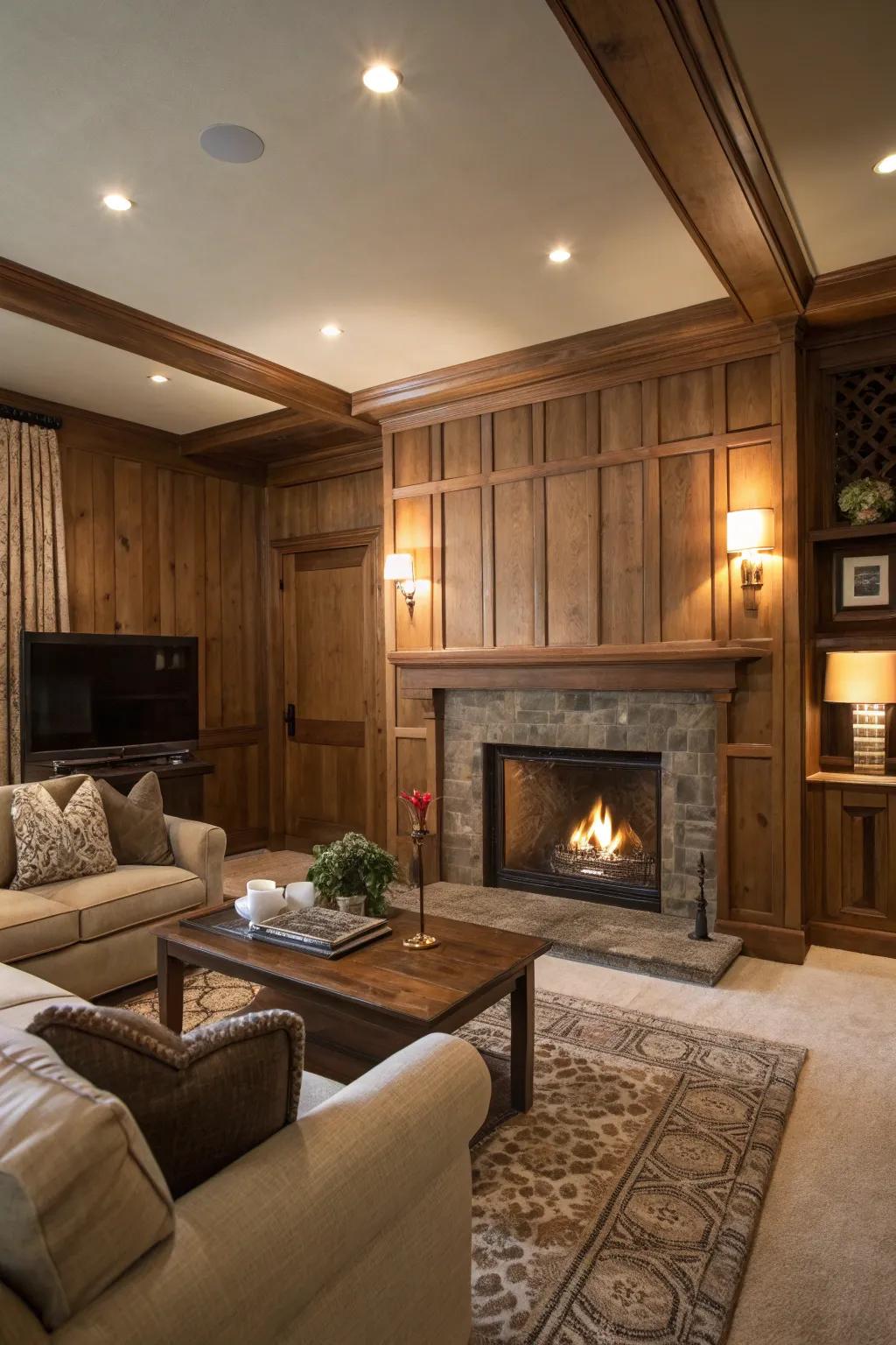 Wood panels make your fireplace the heart of the home.