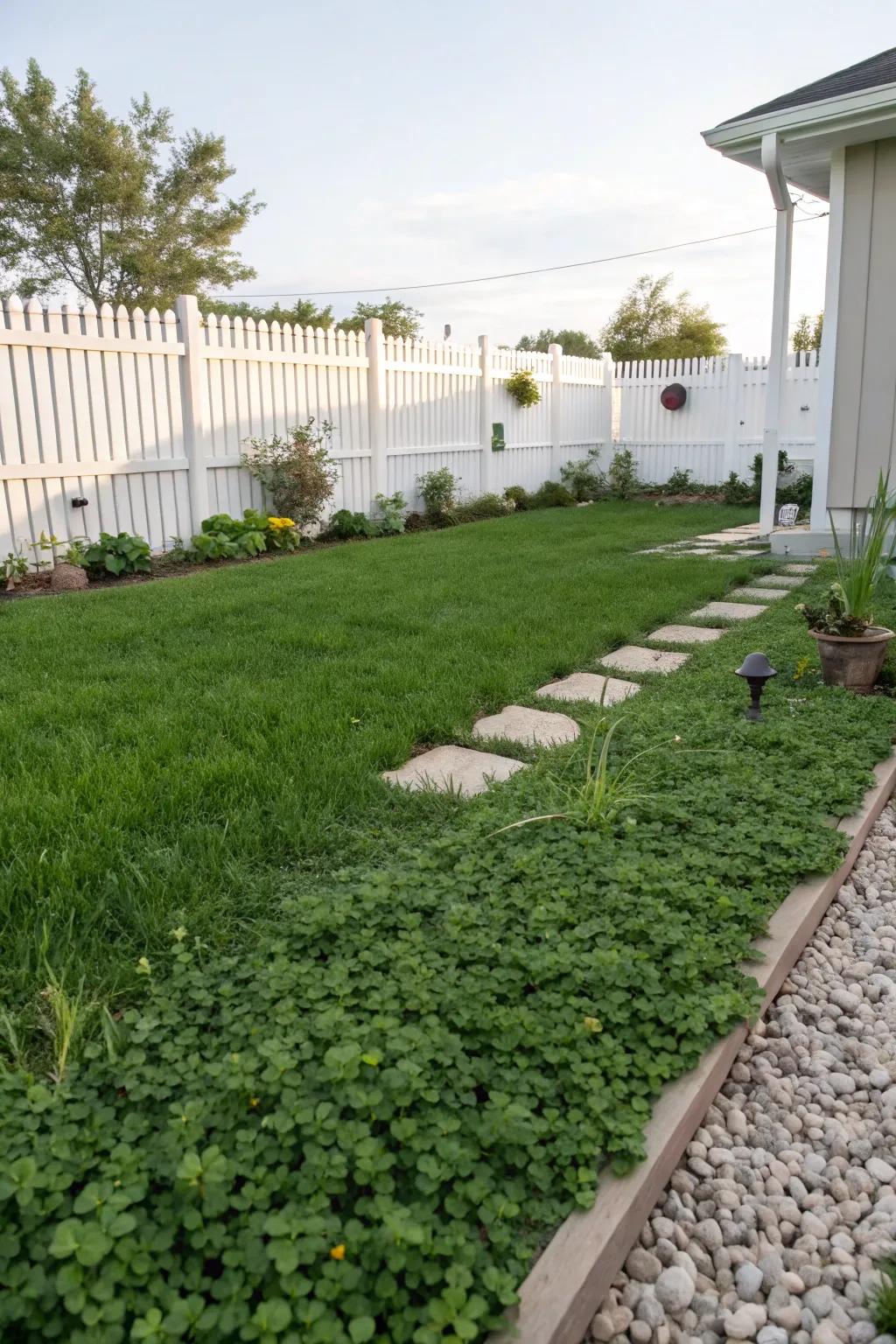 An eco-friendly lawn alternative reduces maintenance.