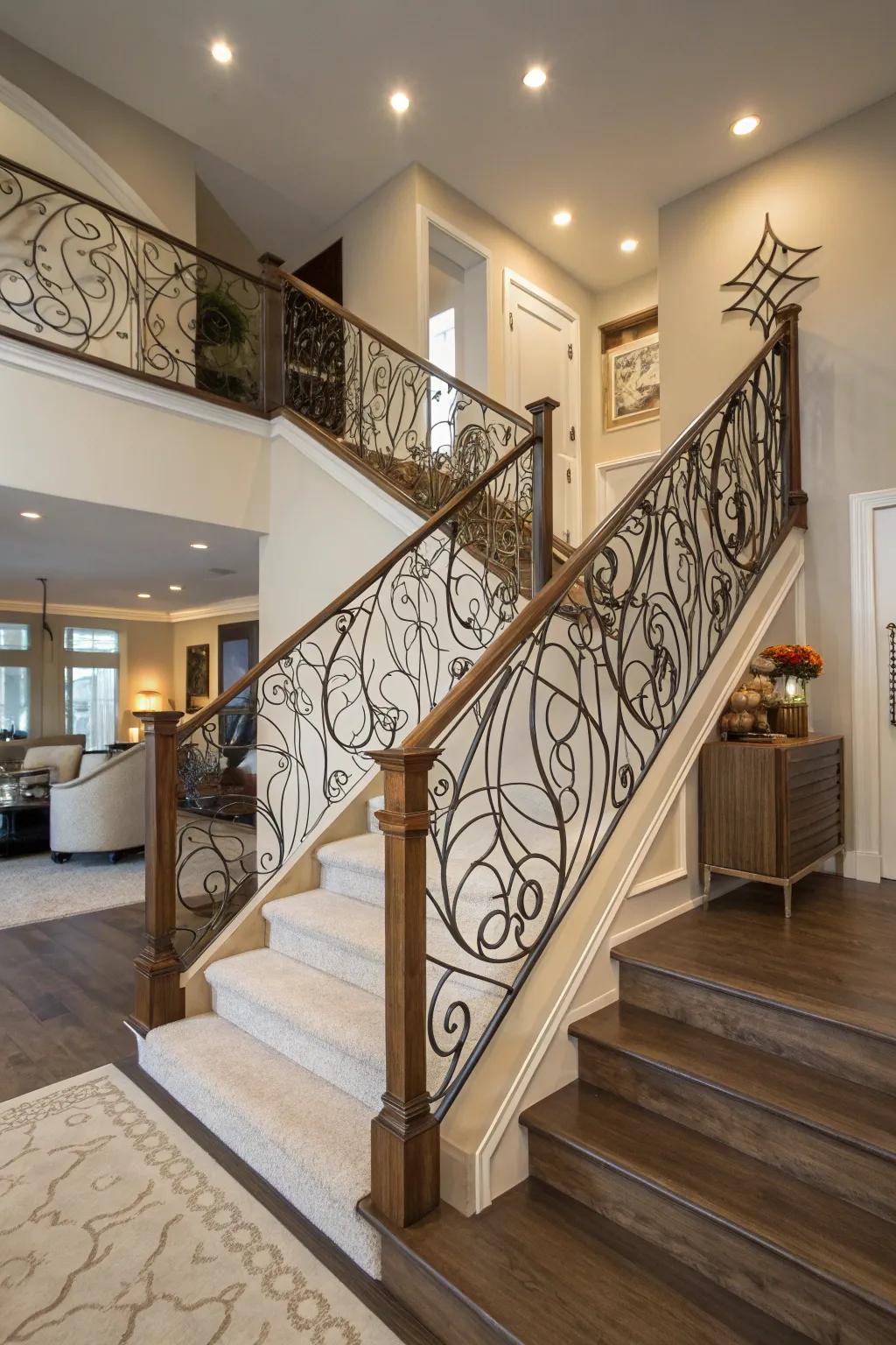 Unique artistry with wire design banisters.