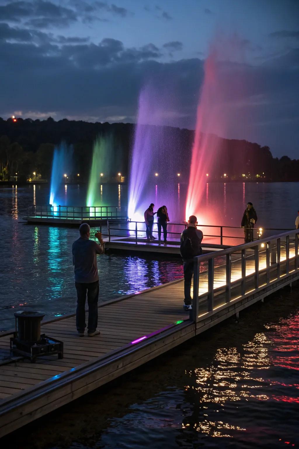 Interactive light displays offer a futuristic dock experience.