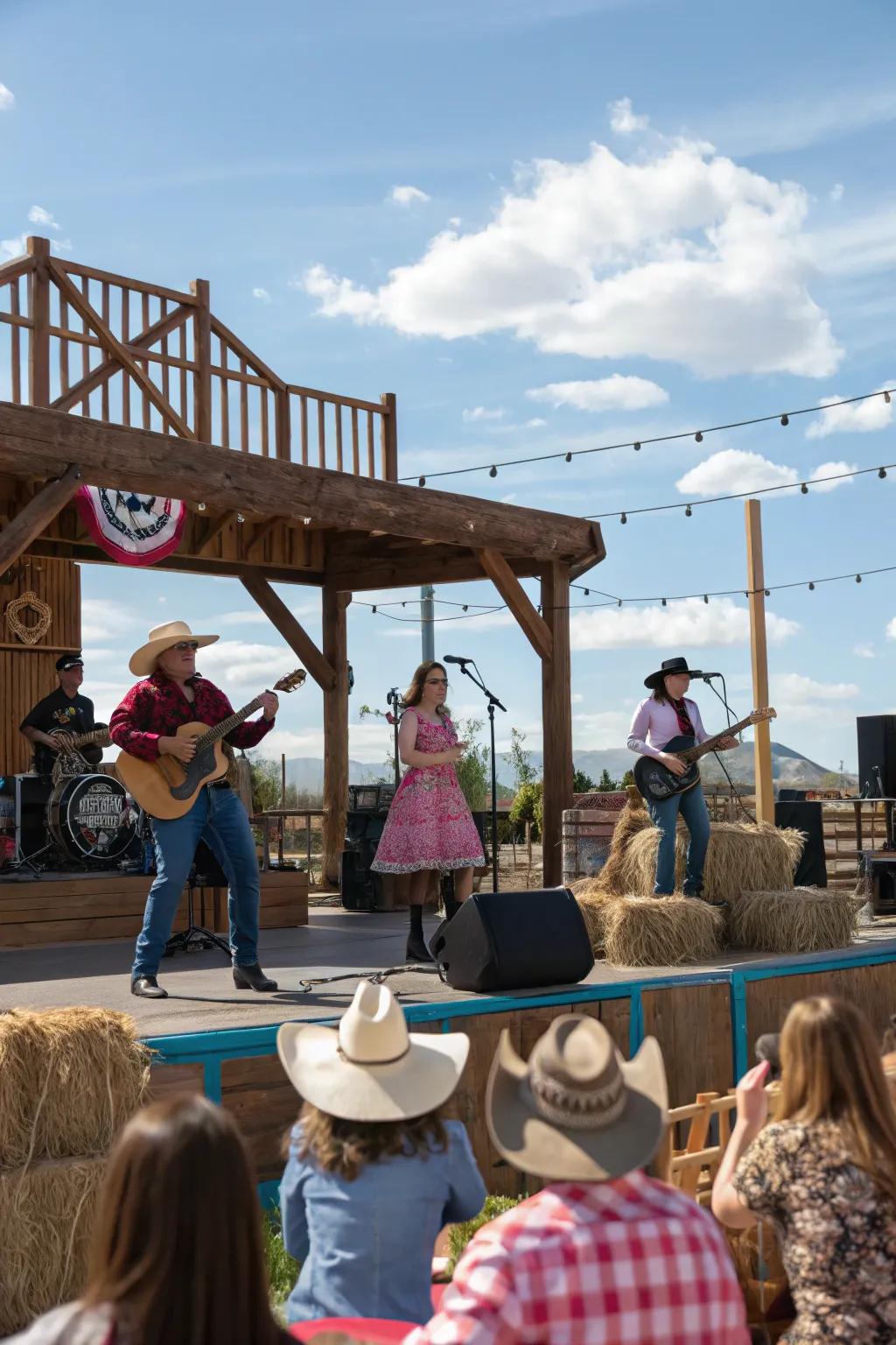 A live band playing country tunes adds a vibrant energy to your celebration.