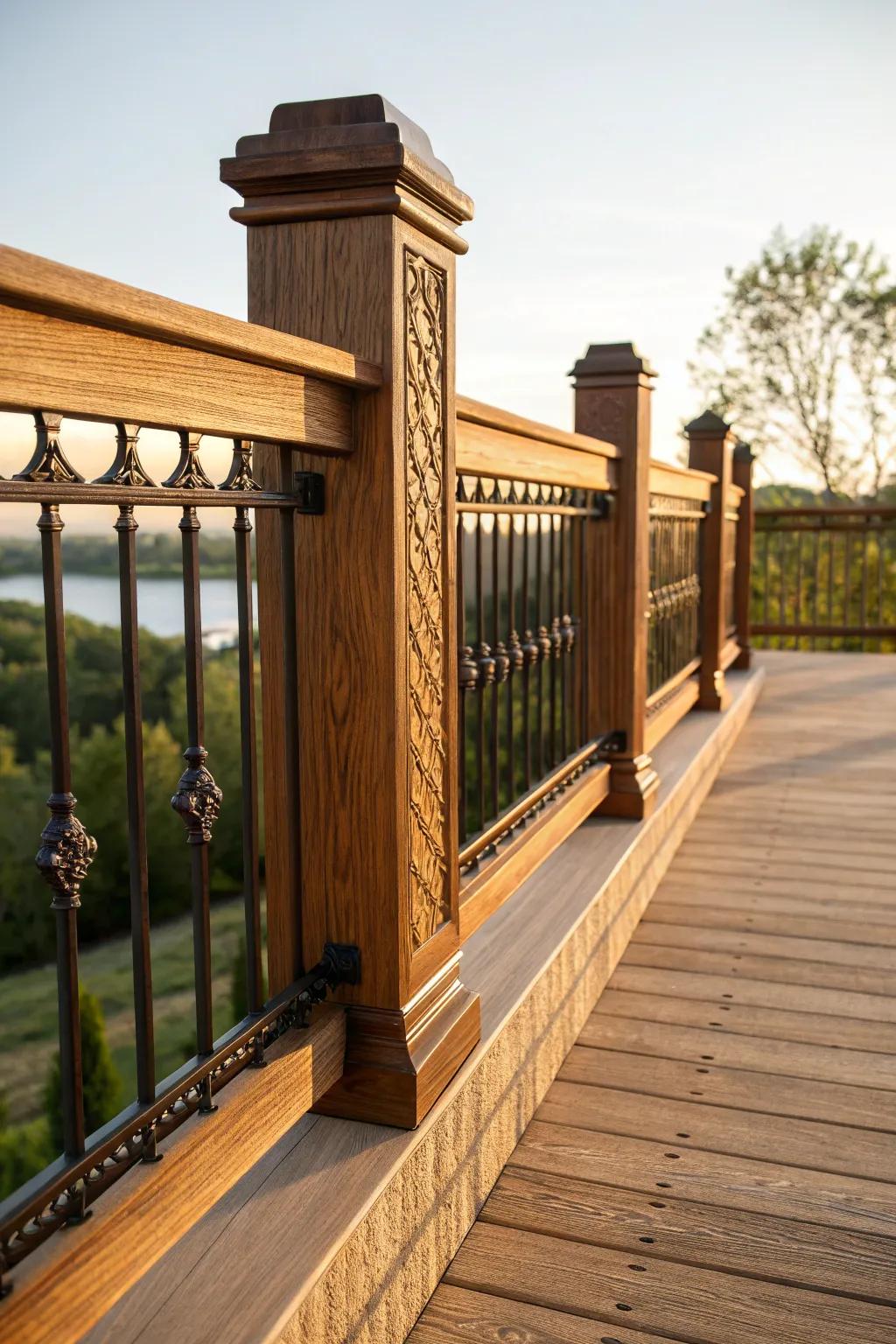 Textured surfaces add depth to Craftsman railings.