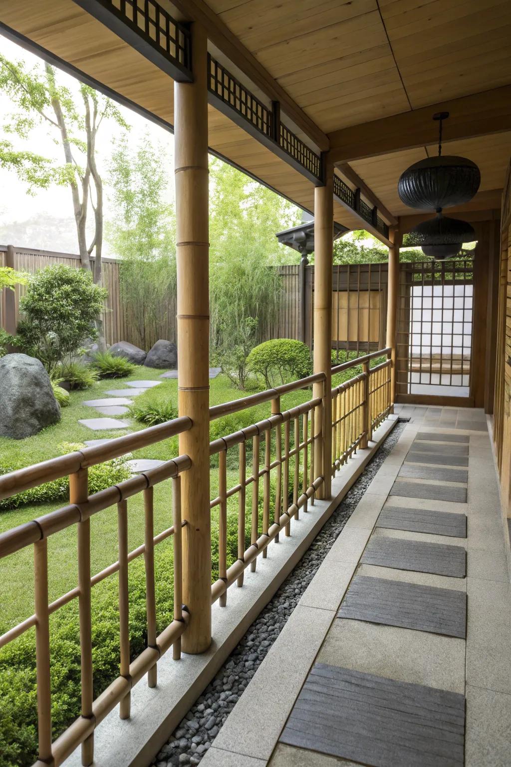 Serene Zen-inspired bamboo railings