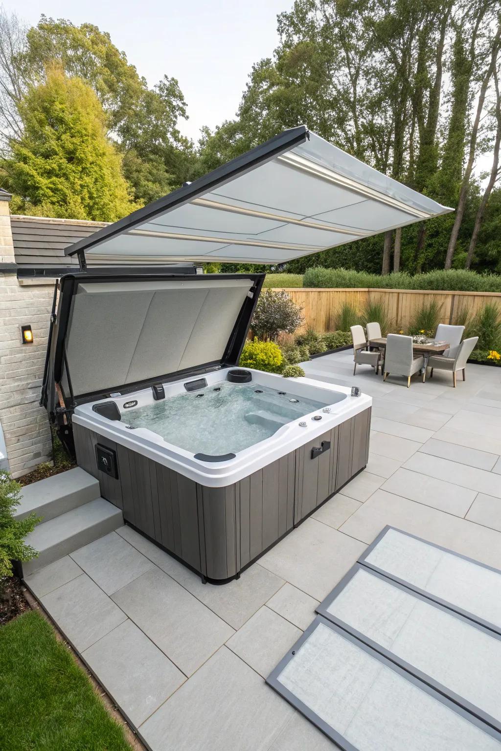 Retractable covers offer practical protection and style for your hot tub.