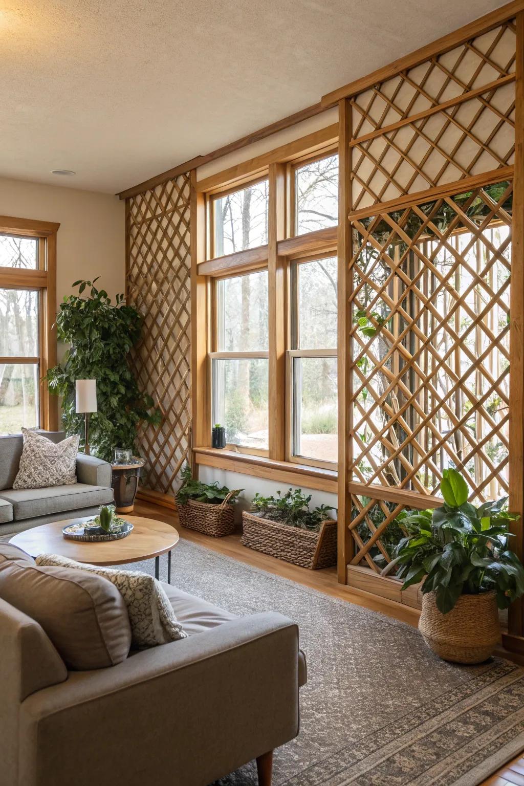 Eco-friendly lattice wall reflecting a commitment to stylish and responsible living.