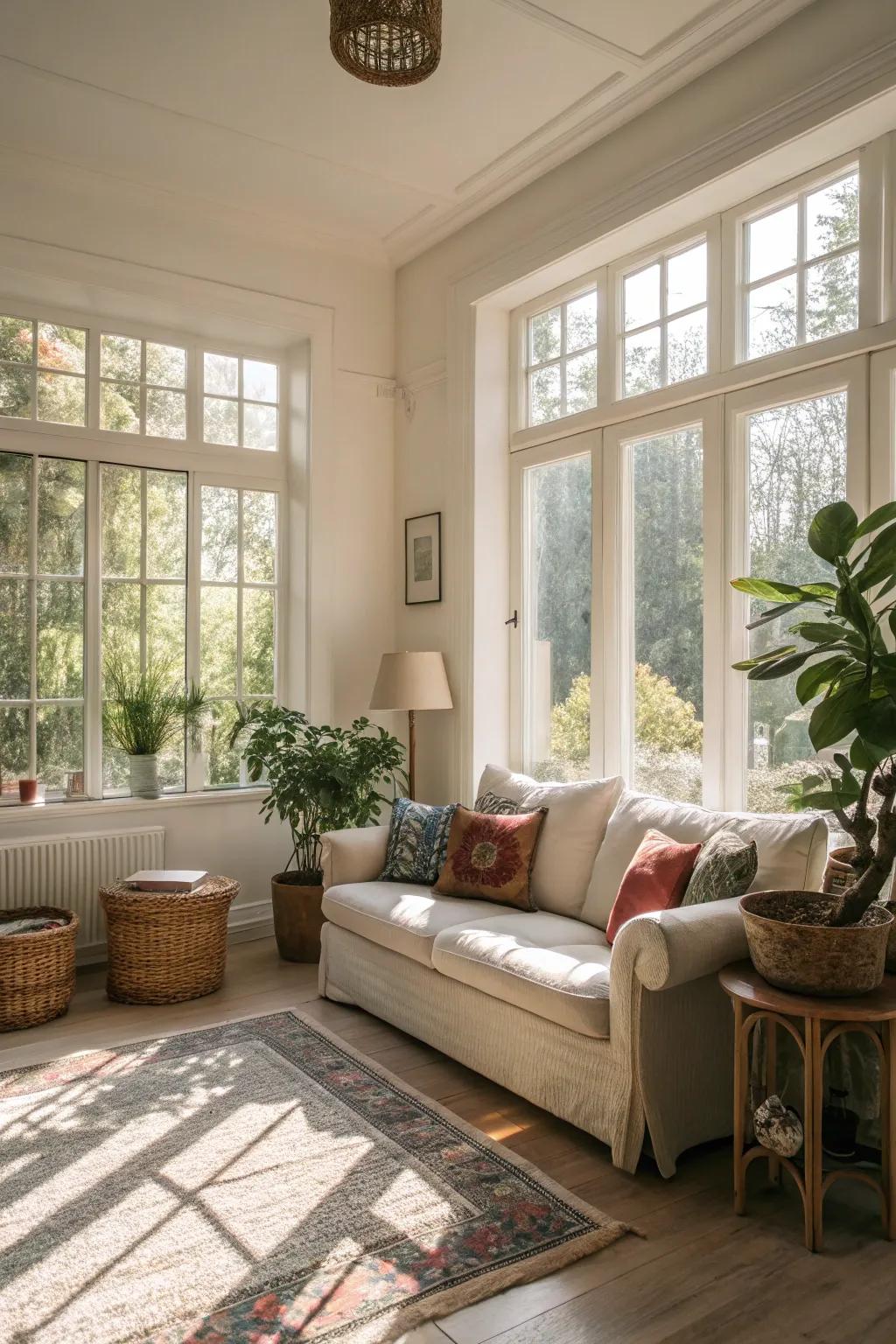 Natural light enhances and enlarges the space.