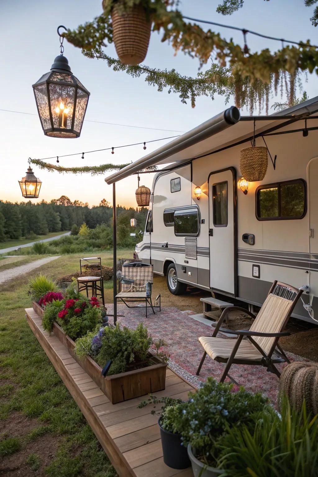 A well-decorated outdoor area extends your living space and enhances your RV experience.