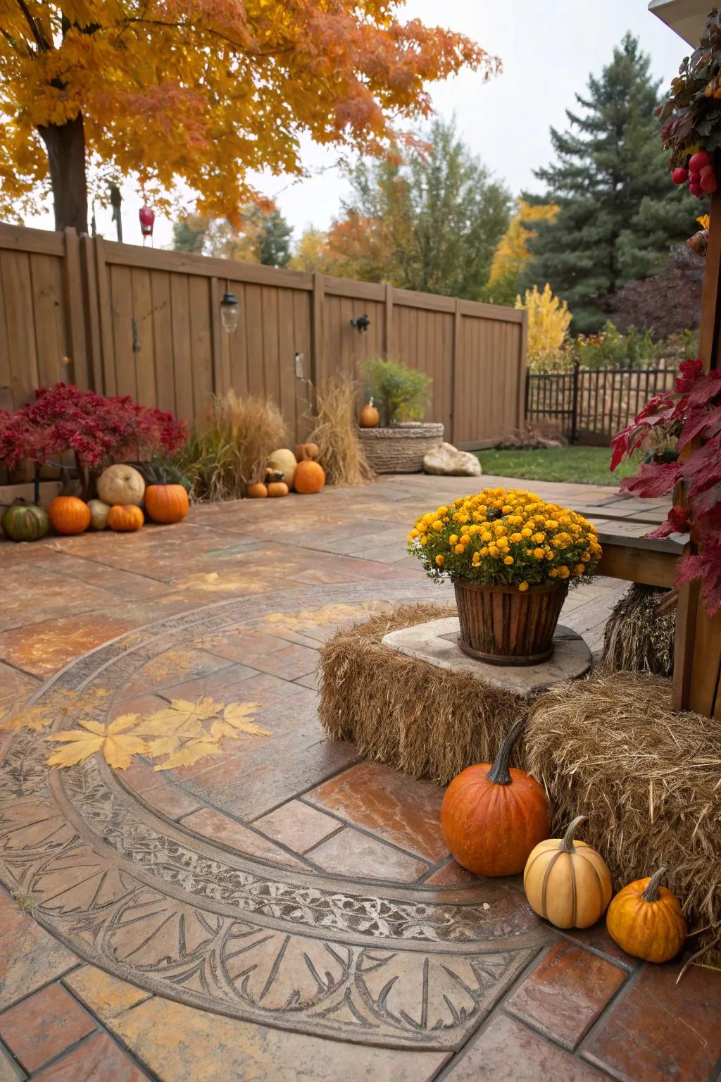 Seasonal colors keep this patio vibrant and ever-changing.