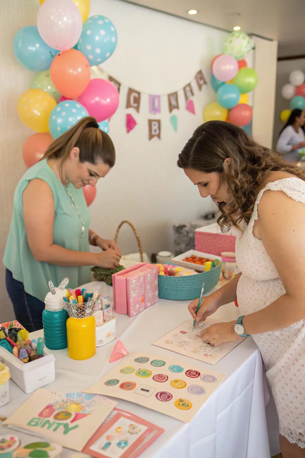 A fun DIY craft station for guests to make personalized creations.