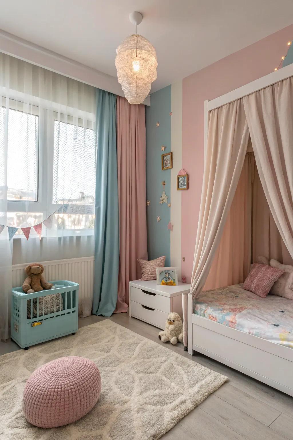 Pastel colors create a calming and welcoming space for your little one.