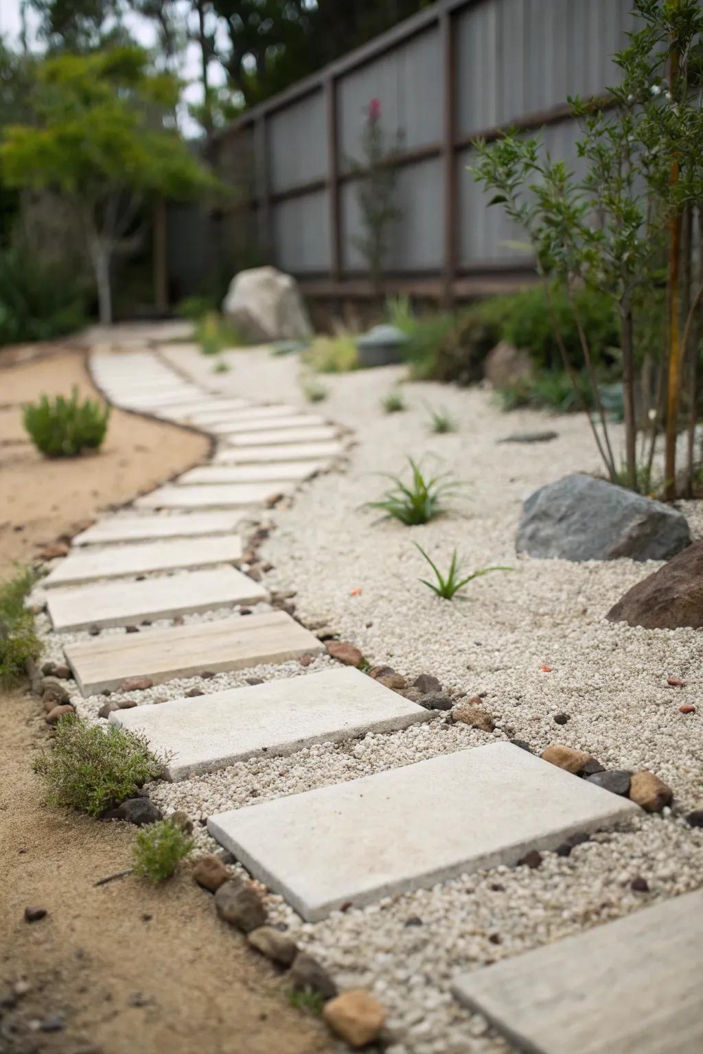 Find peace with a Zen garden-inspired walkway.