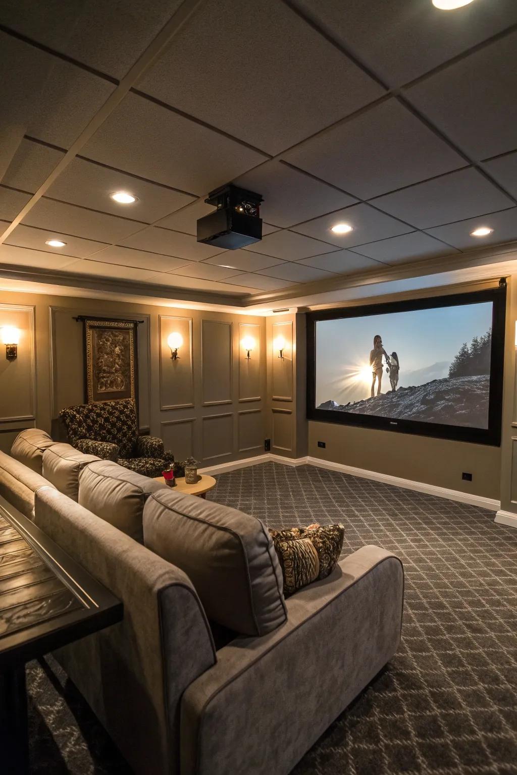 Enjoy the cinema experience from the comfort of your basement.