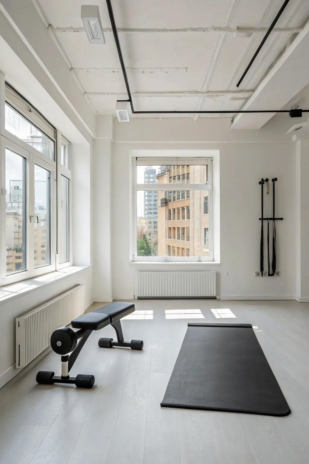 Embrace simplicity for a serene workout environment.