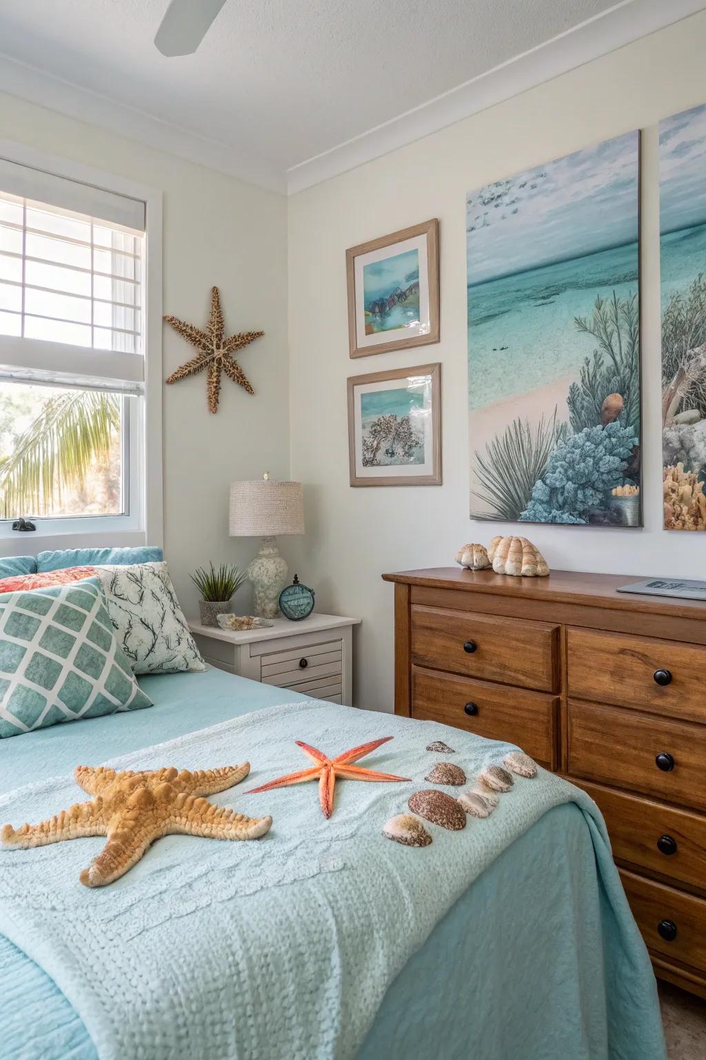 Coastal decor brings the beach into your bedroom.