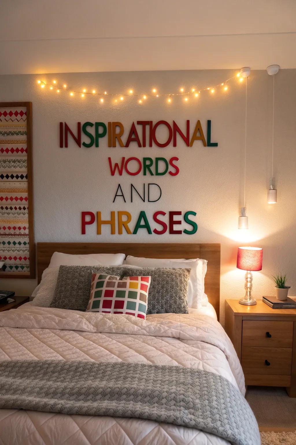 Infuse personal meaning with typography art above your bed.