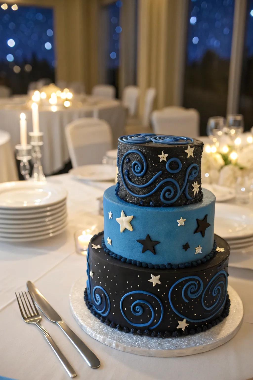 Bring the night sky to your party with a Van Gogh-inspired cake.