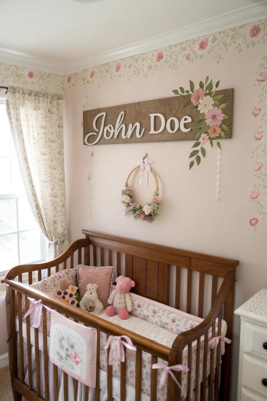 Personalized decor adds a unique touch to the nursery.