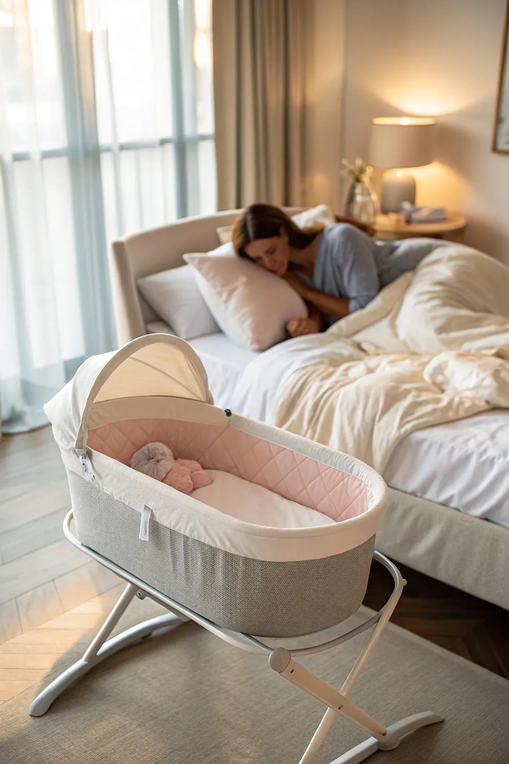 A cozy bassinet creating a nurturing sleeping environment.