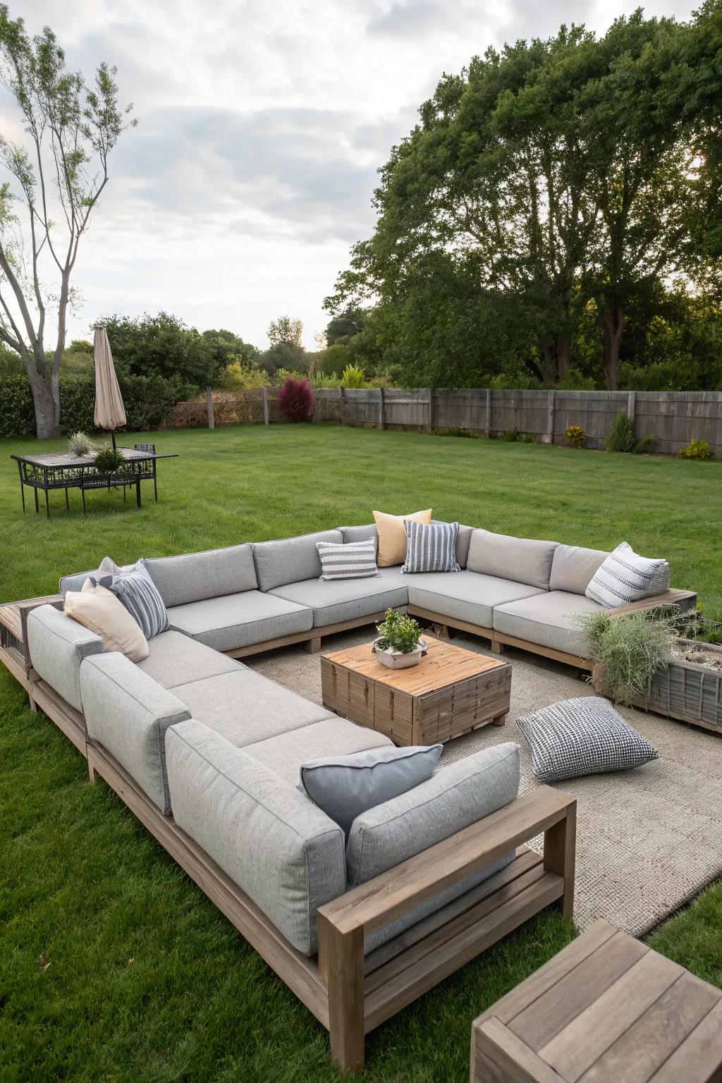 Modular couches offer flexibility for any gathering size.