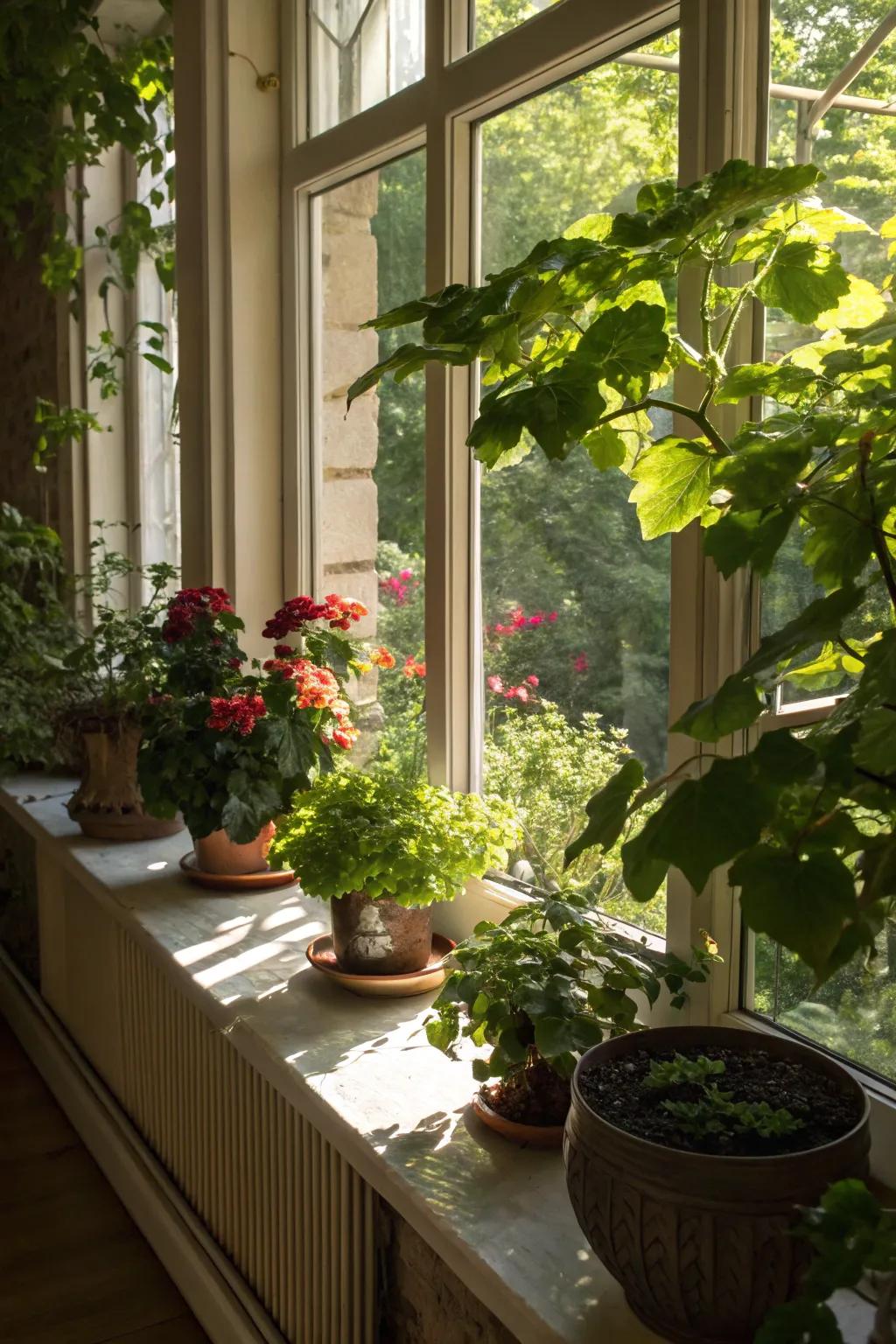 Turn your bay window into a lush indoor garden with sun-loving plants.