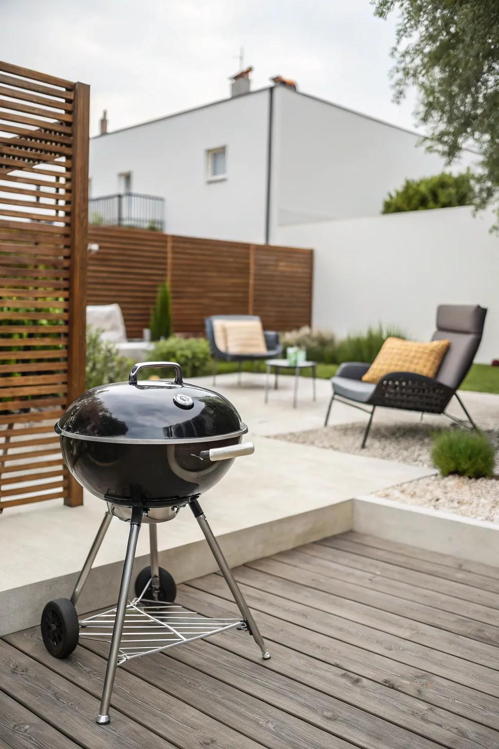 Modern metal grill for a stylish outdoor space.