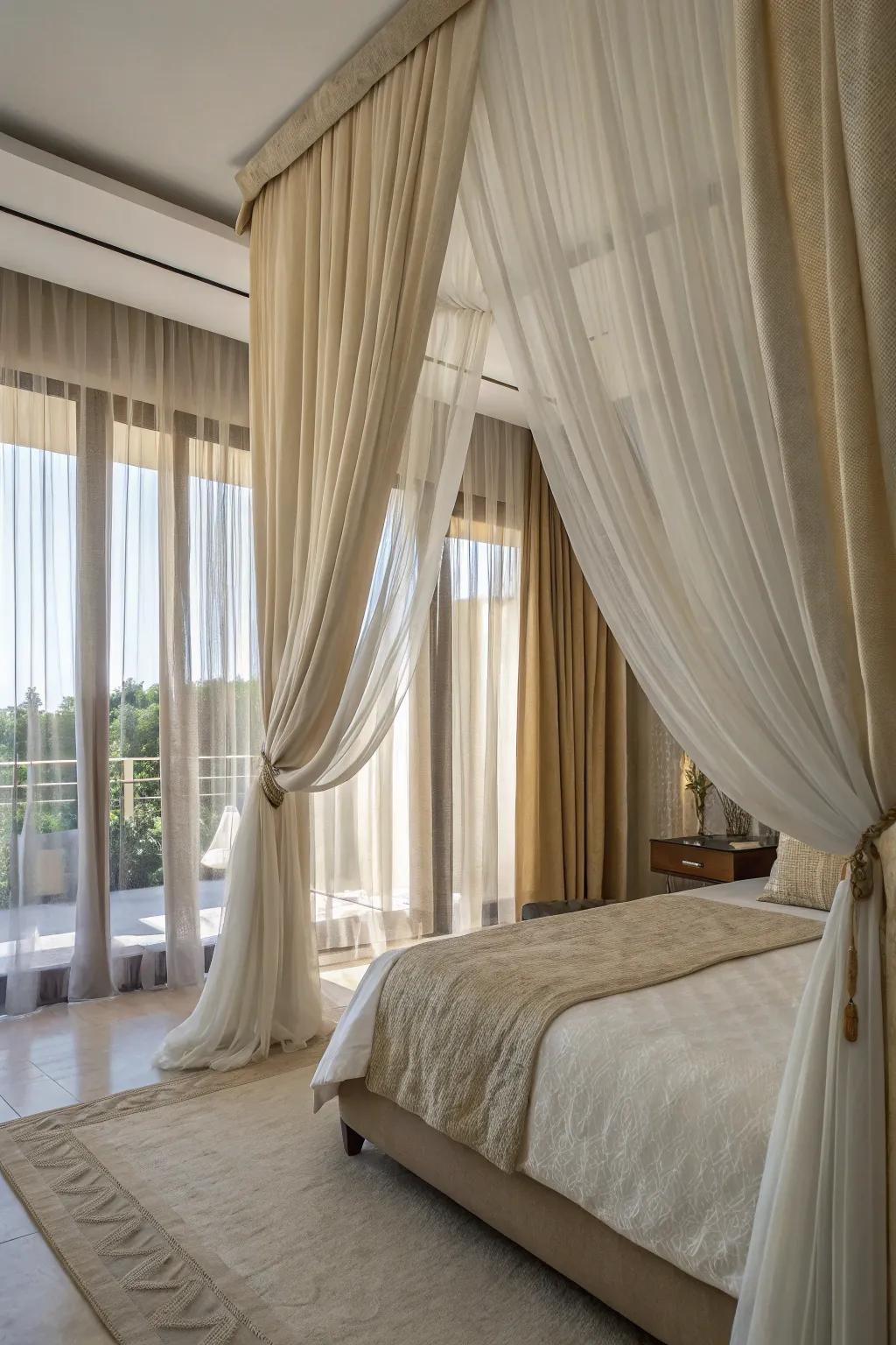 Layered drapes offer a perfect blend of style and functionality.