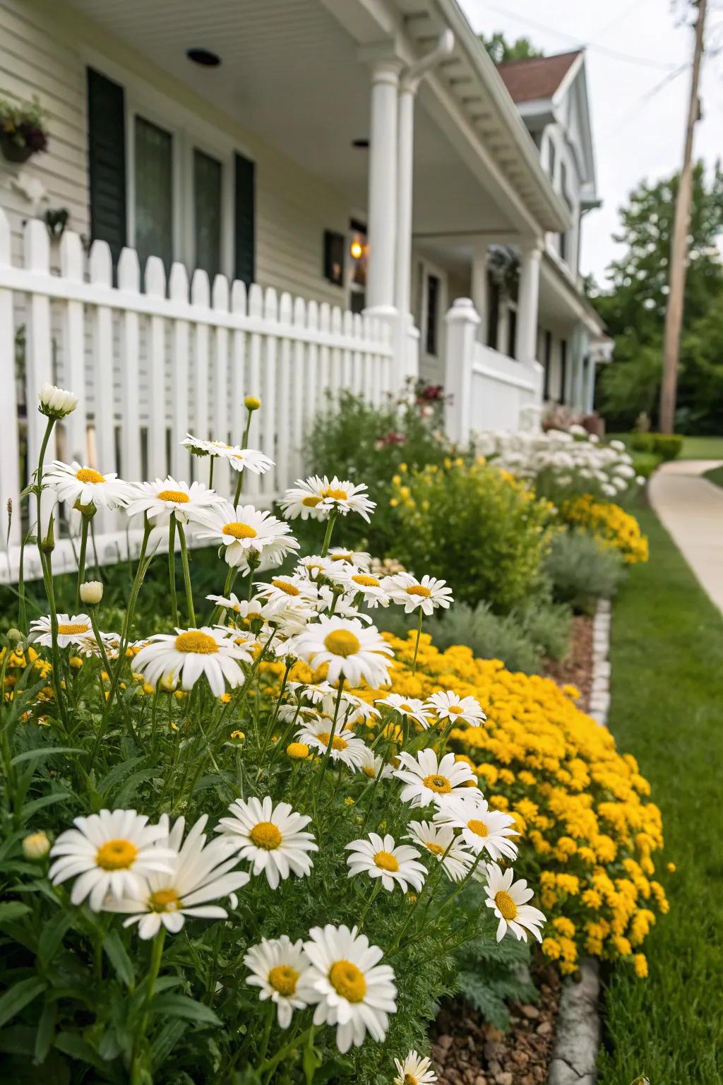 Daisies bring a cheerful and timeless charm to any front yard.