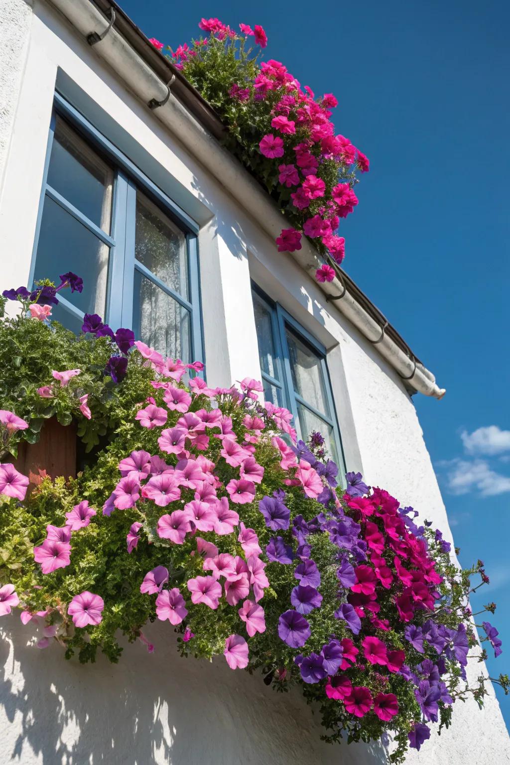 Petunias offer a vibrant and dynamic display.