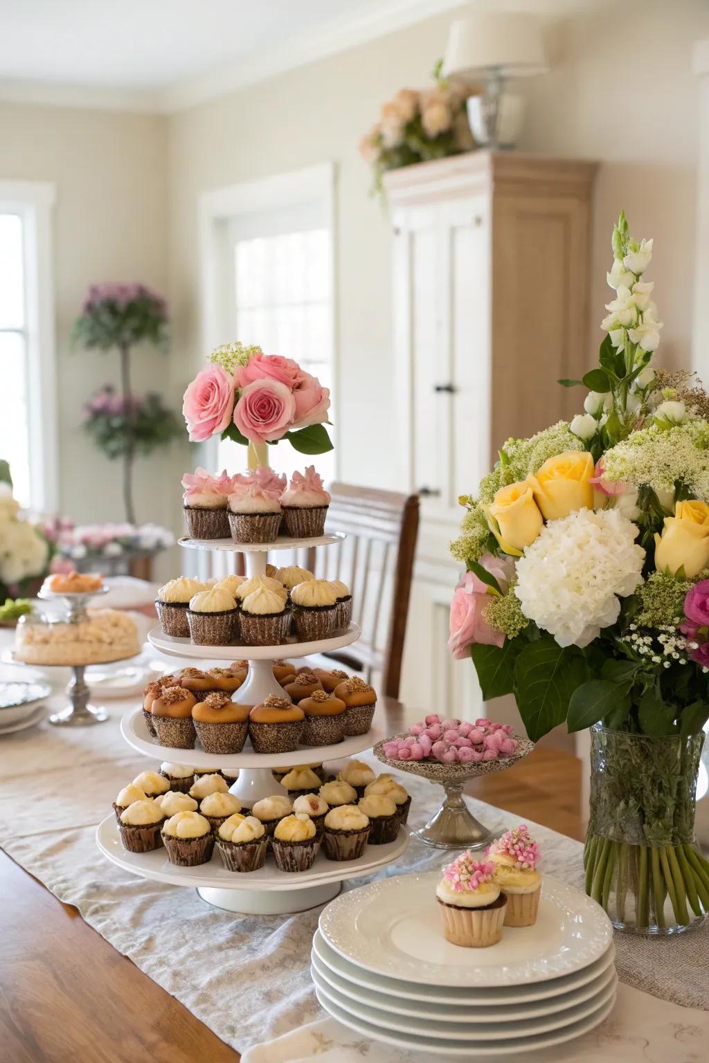 A captivating centerpiece can transform your buffet into an artistic display.