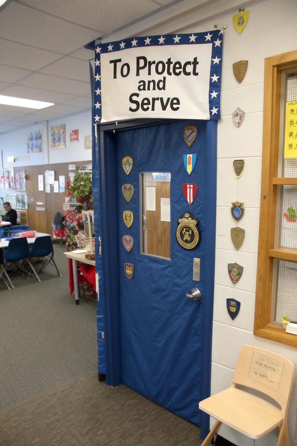 Encourage law enforcement aspirations with a police-themed door.