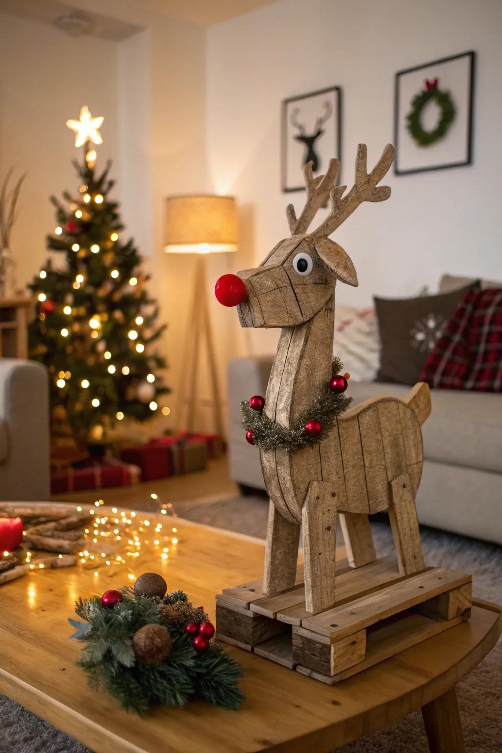 Add woodland charm with a pallet reindeer.