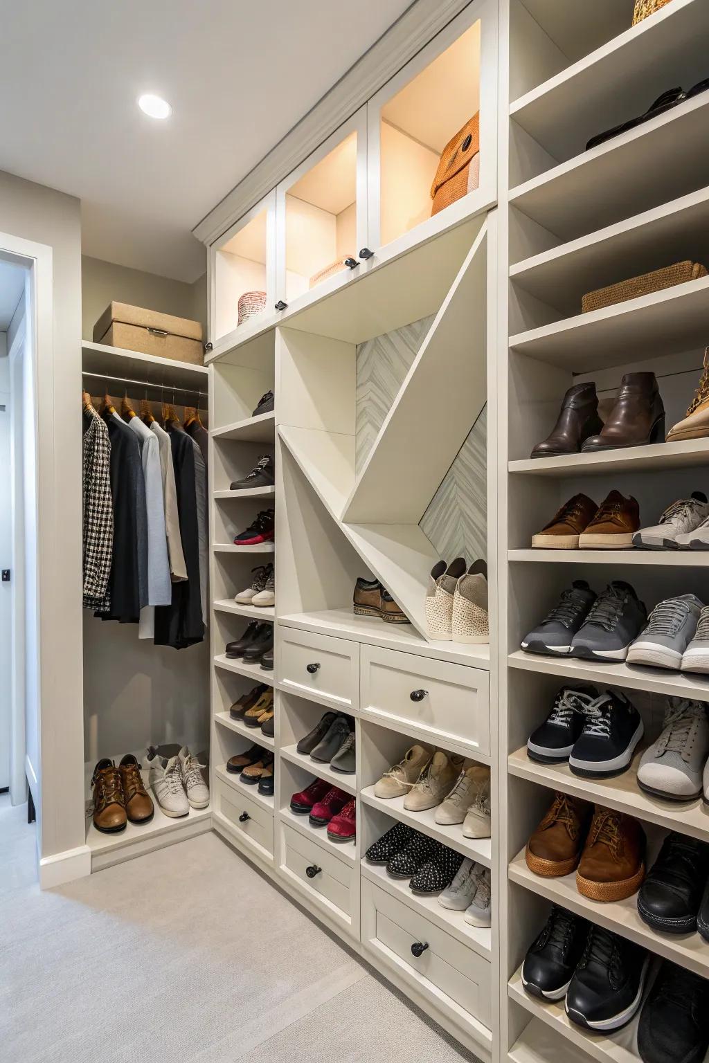 Shoe storage designed to perfectly display and organize your footwear collection.