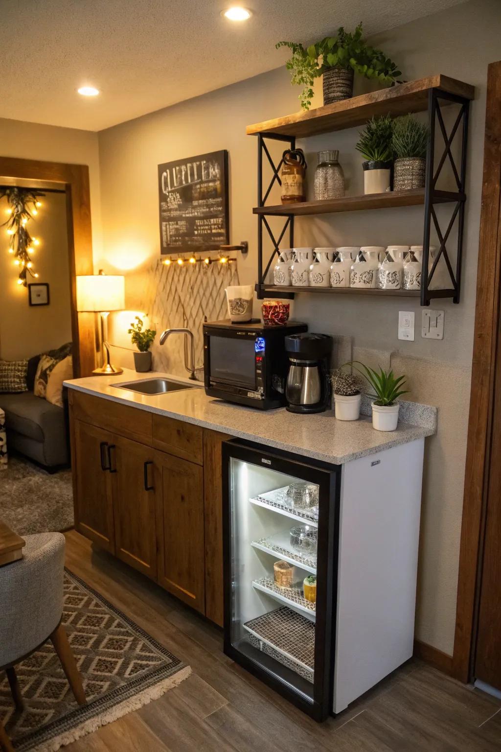 A chic coffee nook with personalized touches.