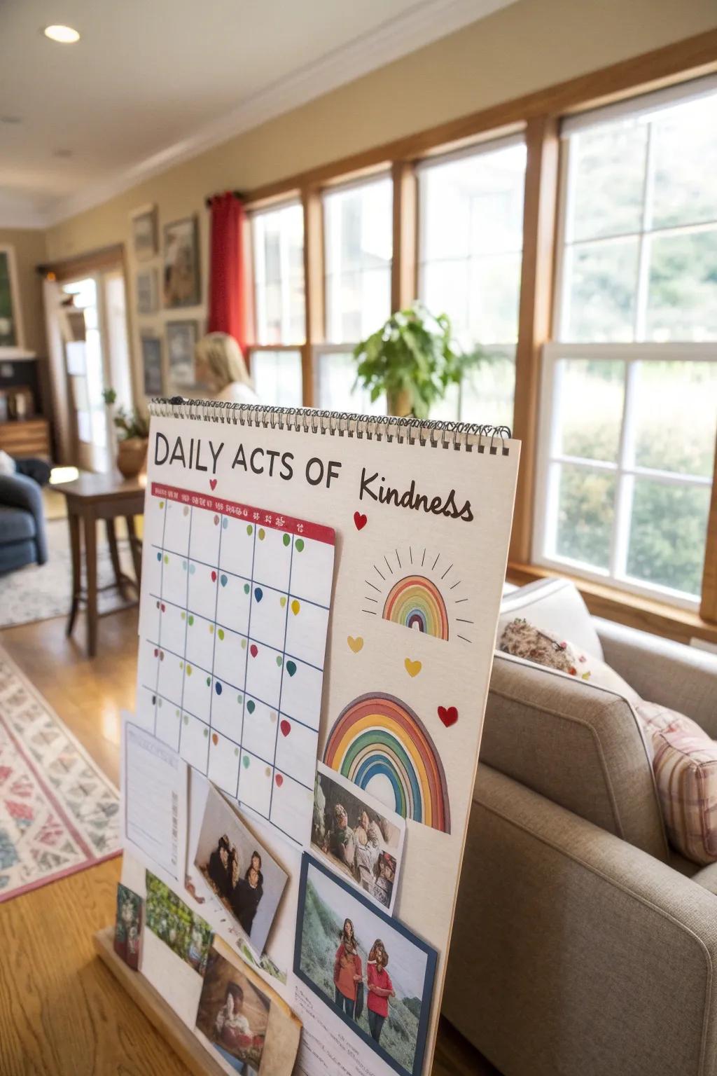 An interactive kindness calendar for everyday inspiration.