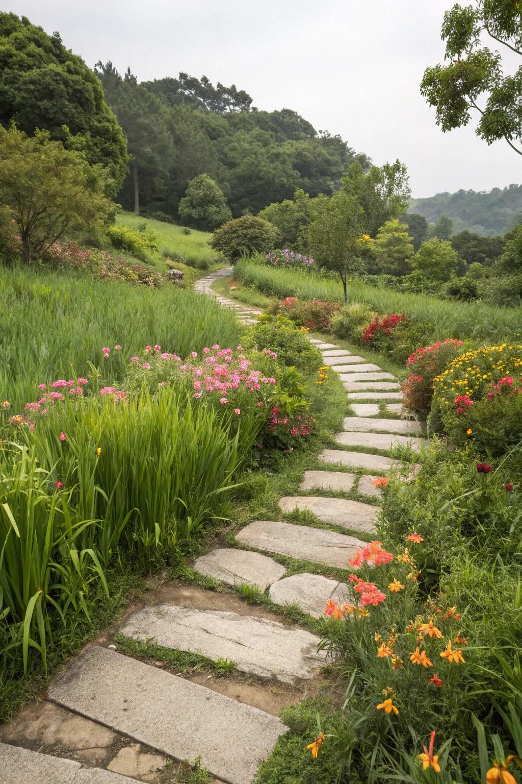 Guide your guests with charming concrete pathways.