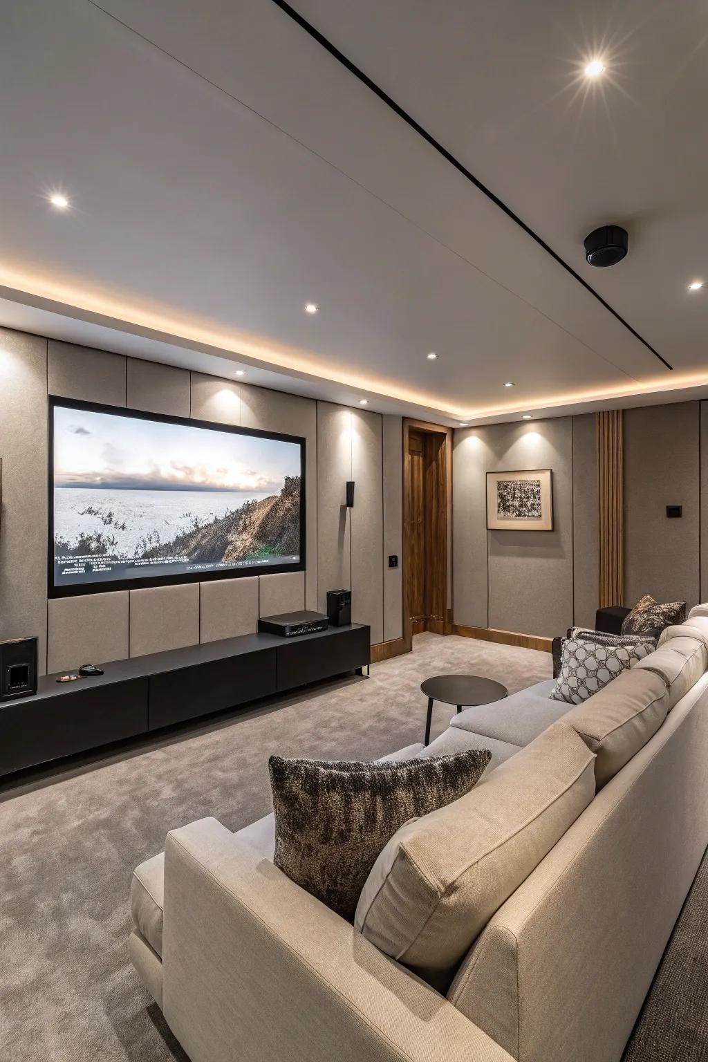 A large screen is the centerpiece of your home cinema.