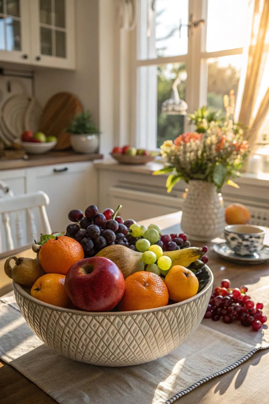 Nature's palette: Seasonal fruits double as a vibrant and delicious centerpiece.