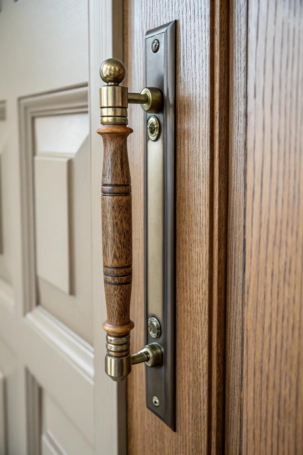 Mixed material handles blend contemporary with traditional.