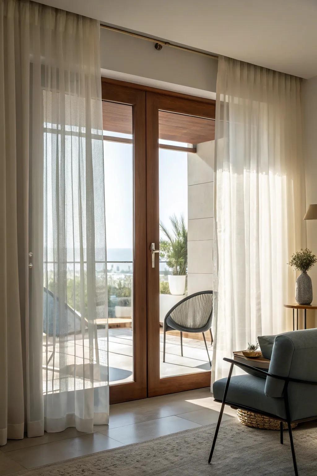 Control light while keeping spaces bright with sheer curtains.