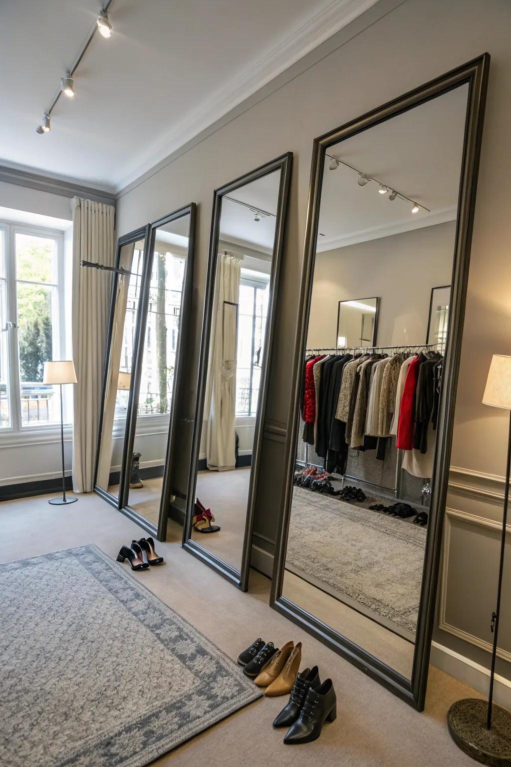 Mirrors add depth and elegance to your dressing room.