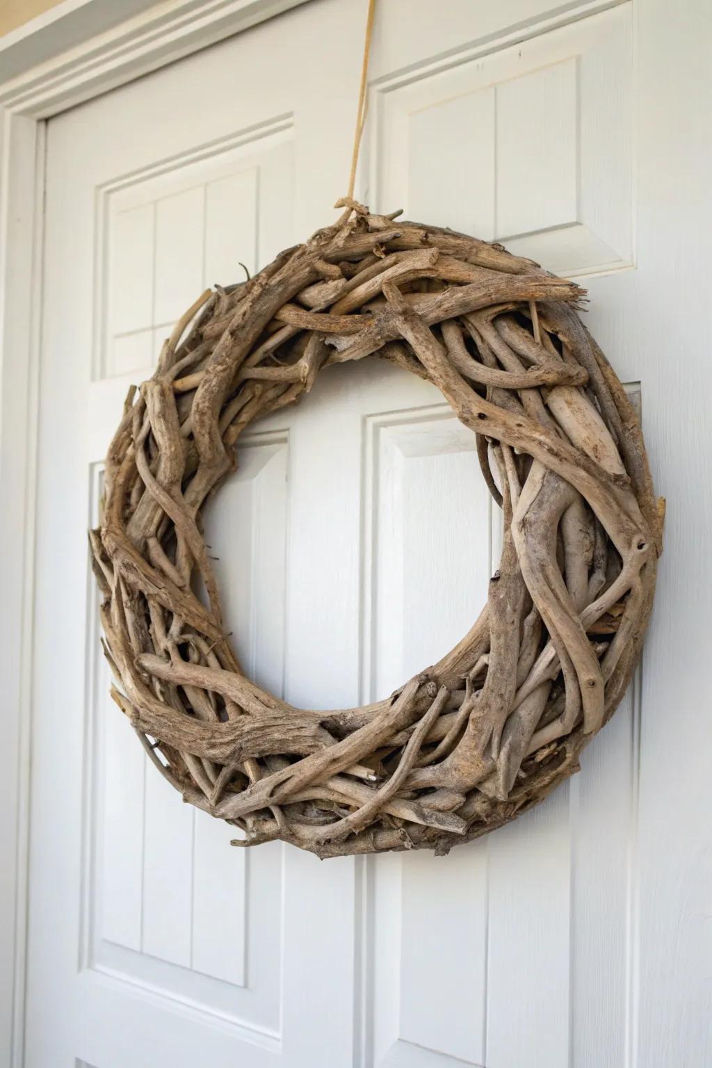 Circular driftwood designs offer a unique decorative element.