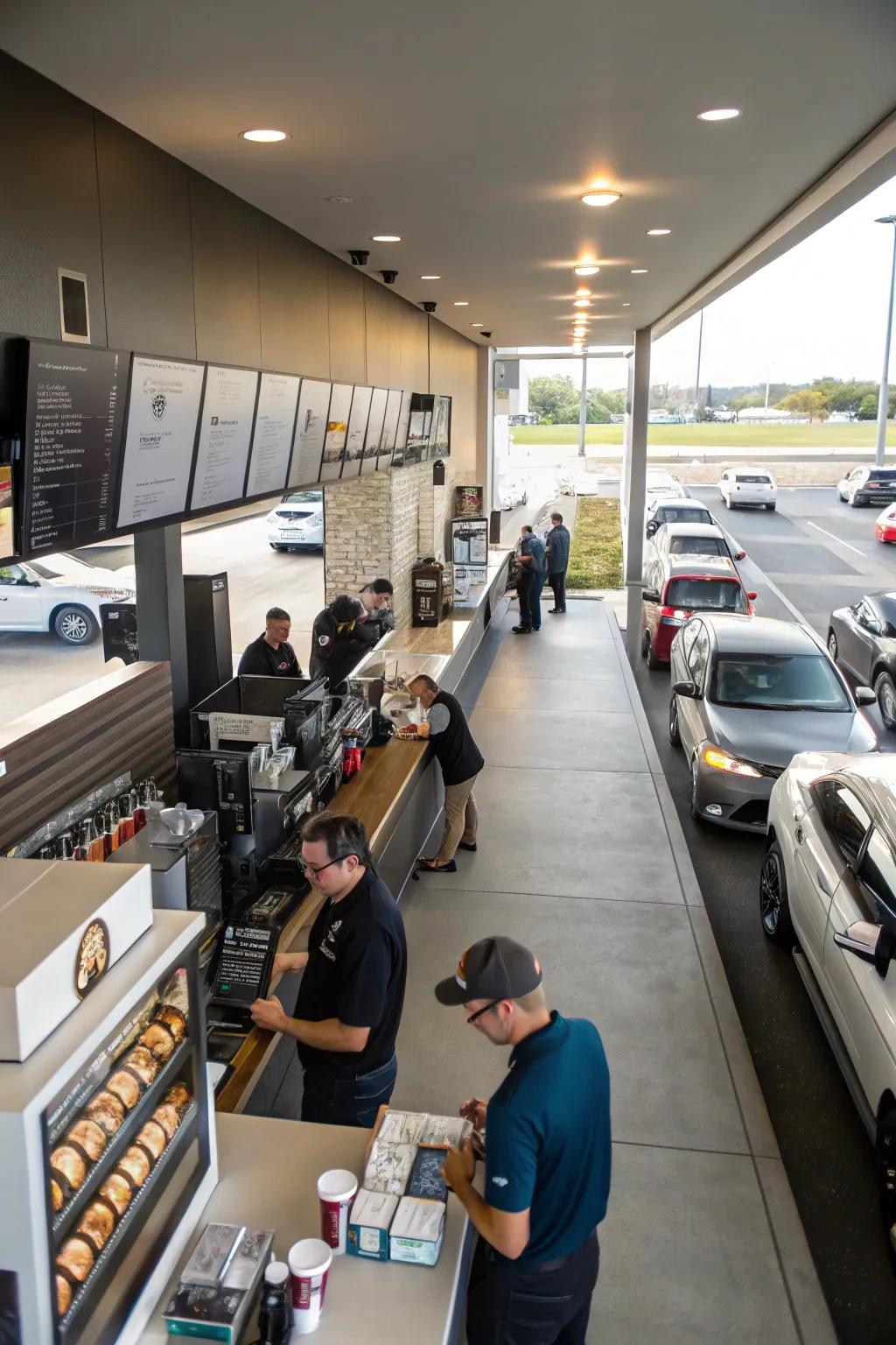 Compact drive-thru design with an efficient use of space.
