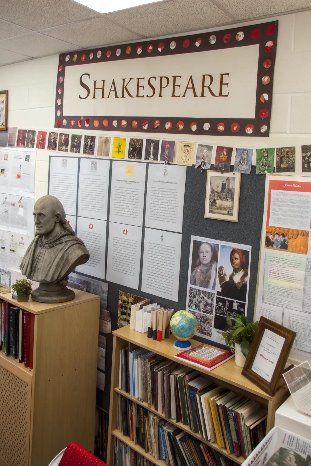 Shakespeare-themed classroom corner