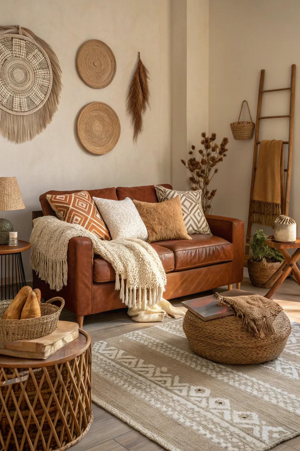 Earthy tones provide a warm and inviting atmosphere.