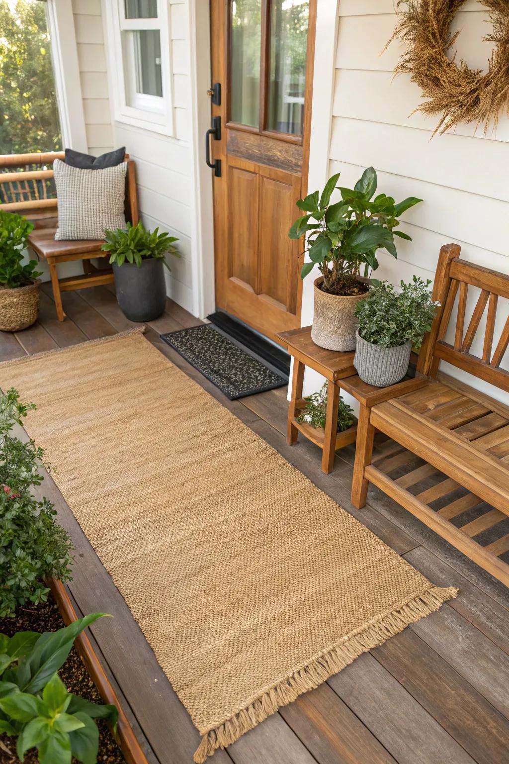 Jute rugs offer a natural, durable option for high-traffic entryways.