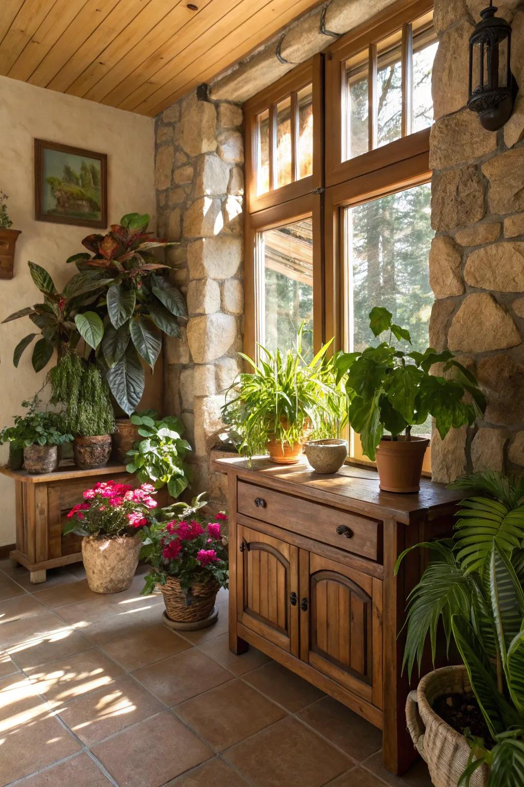 Natural elements create a calming indoor environment.